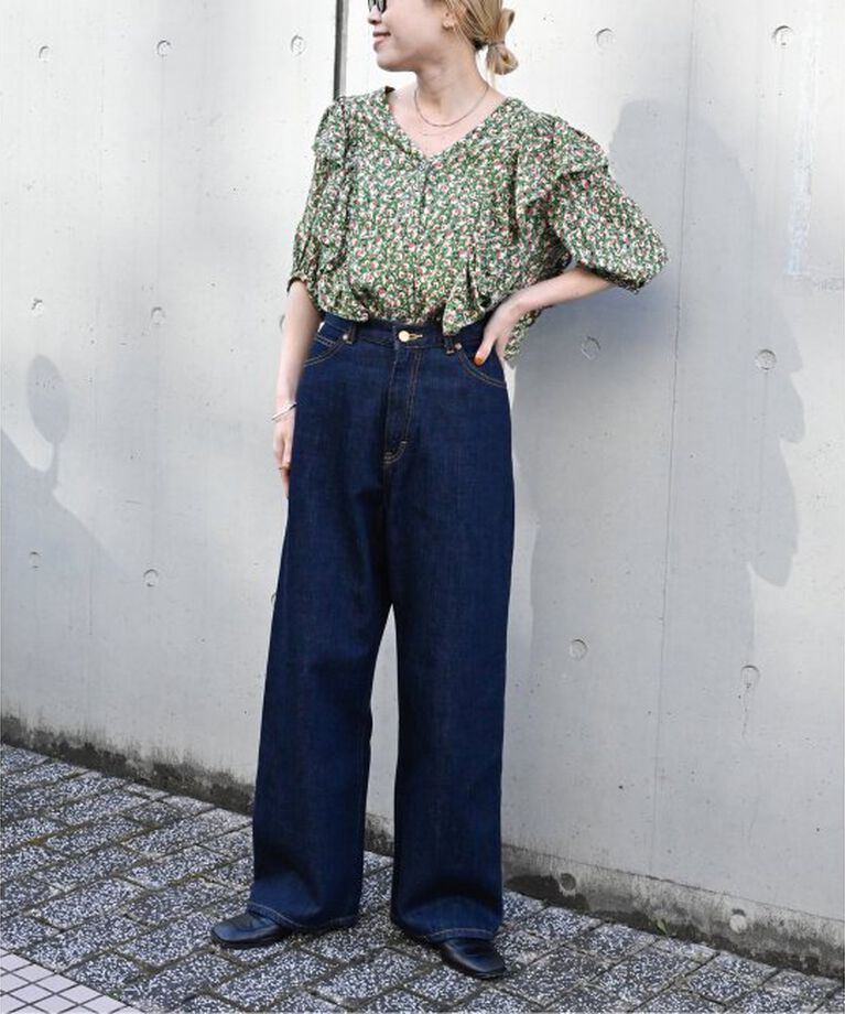 OUTDOOR PRODUCTS Usual Things「フラワープリント5Sフリルブラウス」|シャツ・ブラウス|