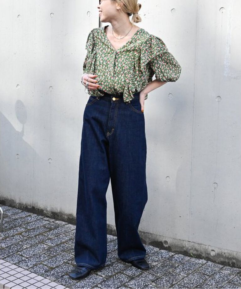 OUTDOOR PRODUCTS Usual Things「フラワープリント5Sフリルブラウス」|シャツ・ブラウス|
