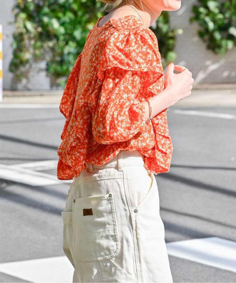 OUTDOOR PRODUCTS Usual Things「フラワープリント5Sフリルブラウス」|シャツ・ブラウス|