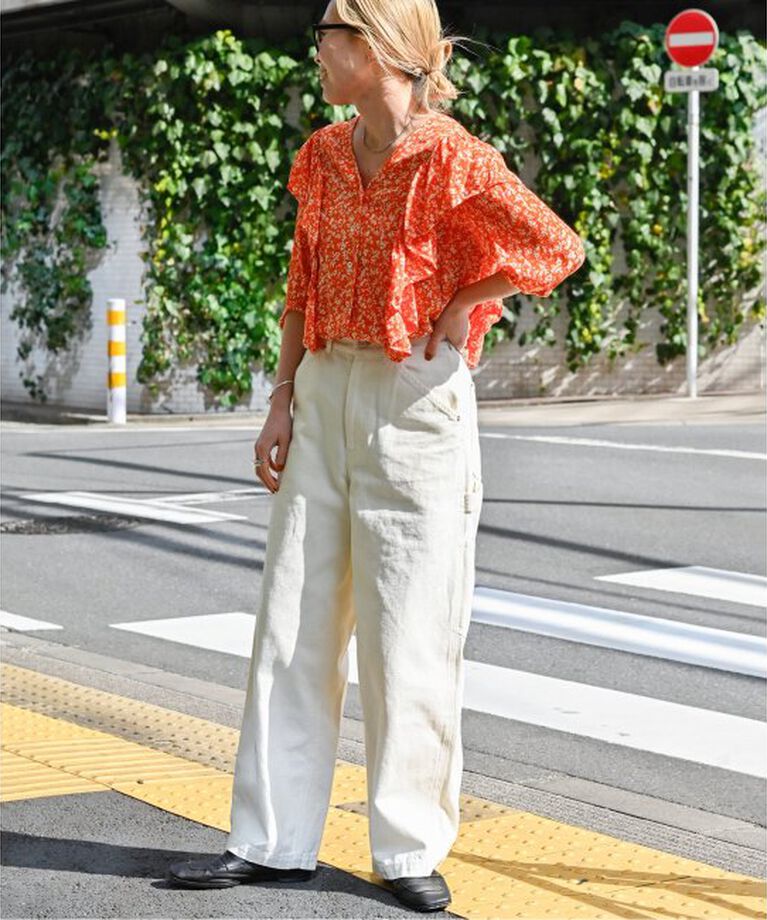 OUTDOOR PRODUCTS Usual Things「フラワープリント5Sフリルブラウス」|シャツ・ブラウス|