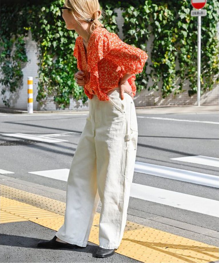OUTDOOR PRODUCTS Usual Things「フラワープリント5Sフリルブラウス」|シャツ・ブラウス|