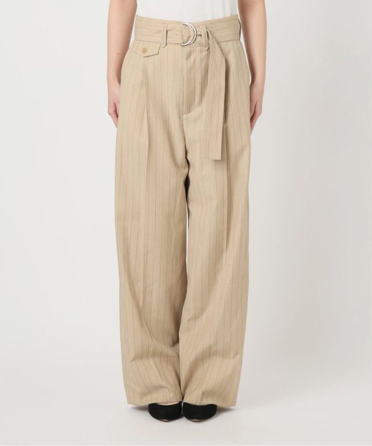 IENA LA BOUCLE「IENA LA BOUCLE ストライプベルテッドタックパンツ」|スラックス|