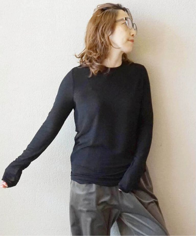journal standard luxe「シアージャージ クルーネックプルオーバー」|Tシャツ・カットソー|ブラック