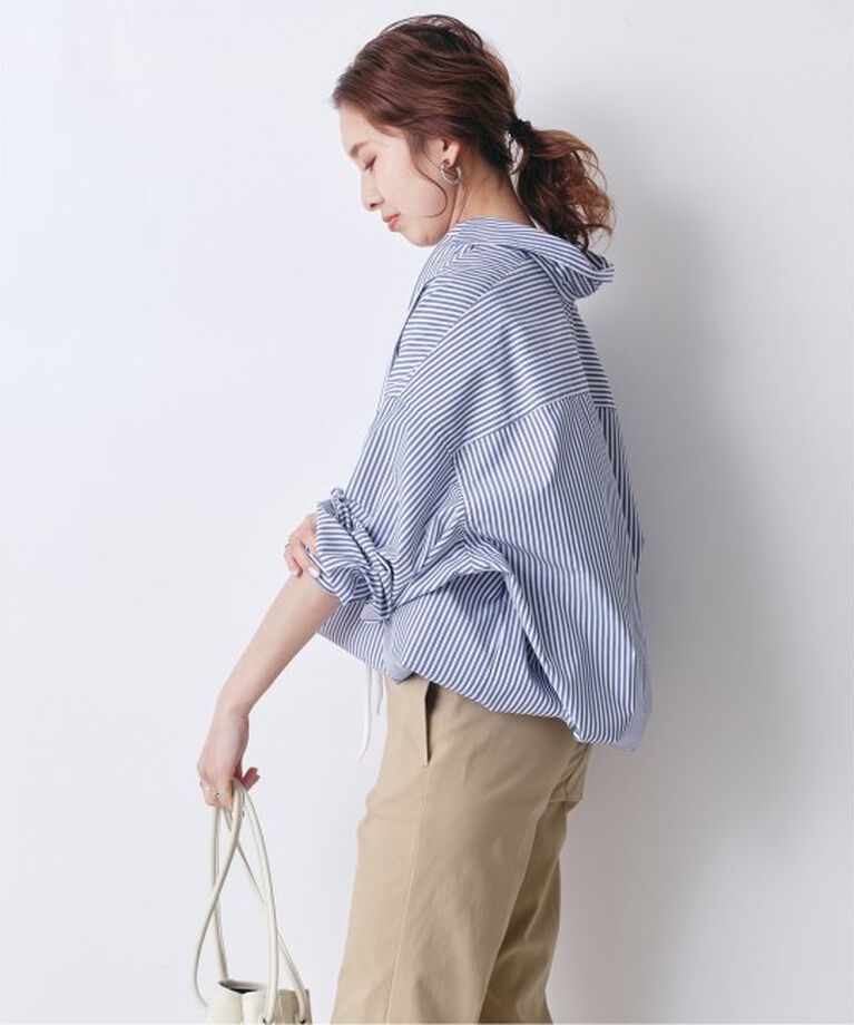 Spick and Span「《追加》CO/PEストライプヘムギャザーシャツ」|シャツ・ブラウス|