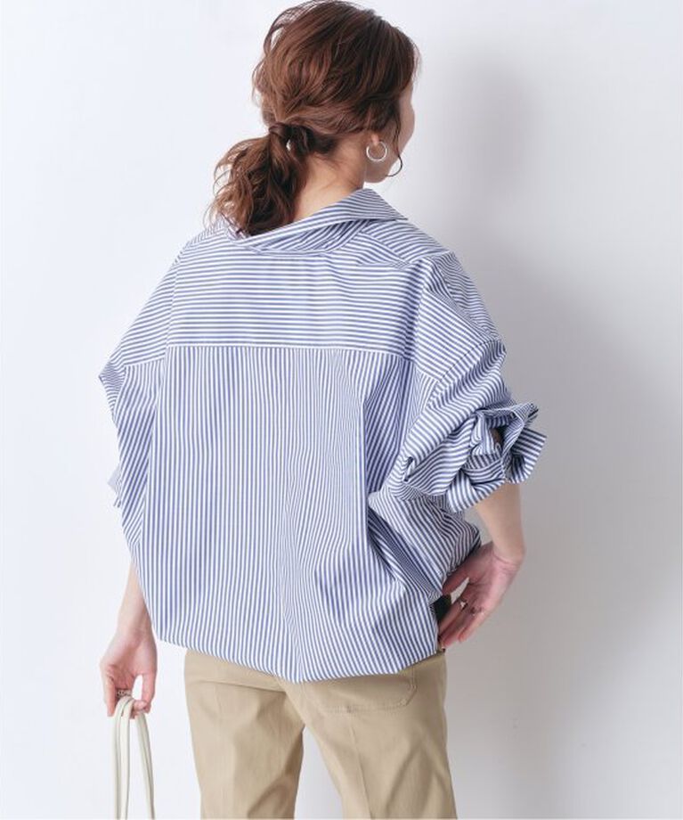 Spick and Span「《追加》CO/PEストライプヘムギャザーシャツ」|シャツ・ブラウス|