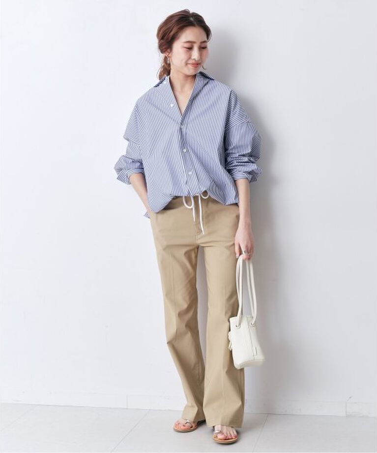 Spick and Span「《追加》CO/PEストライプヘムギャザーシャツ」|シャツ・ブラウス|