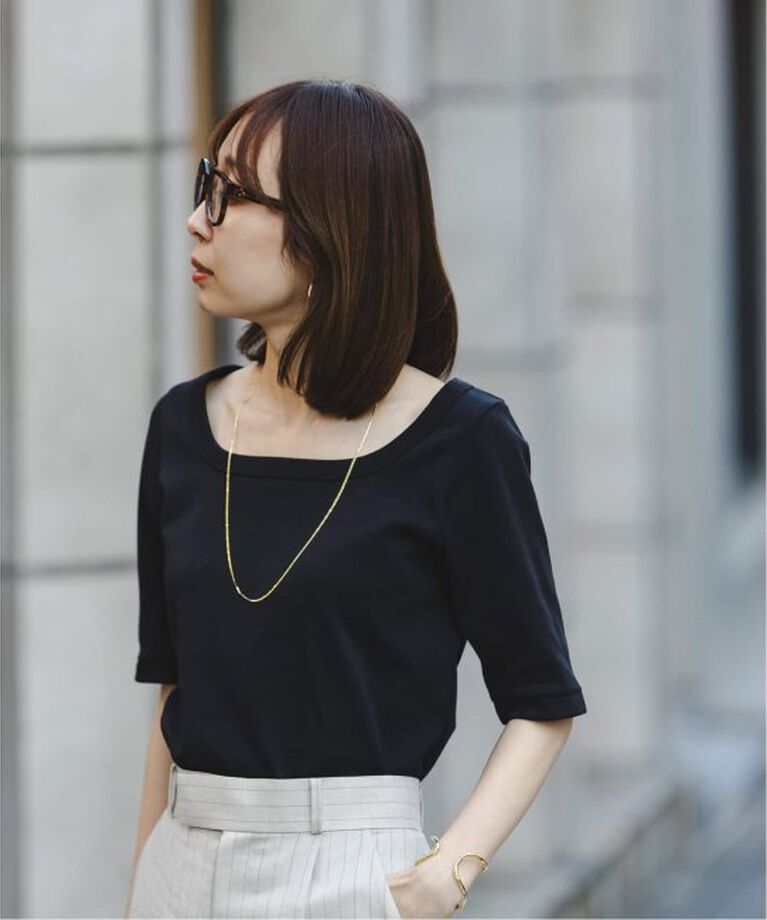 NOBLE「《追加》スビンコットンソフトスクエアーネックTシャツ」|Tシャツ・カットソー|