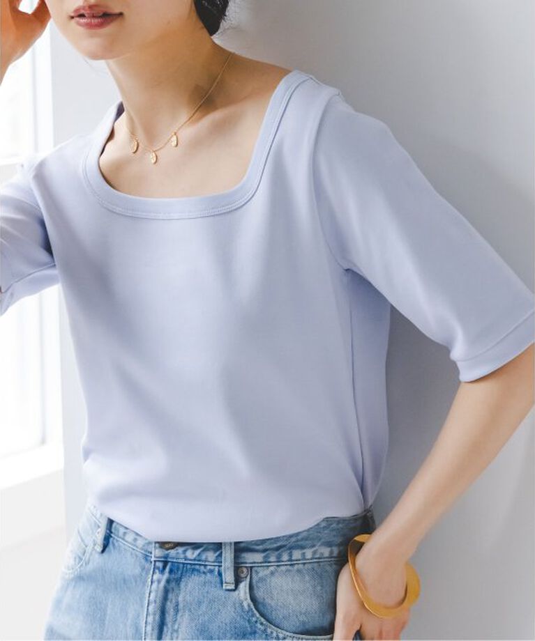 NOBLE「《追加》スビンコットンソフトスクエアーネックTシャツ」|Tシャツ・カットソー|