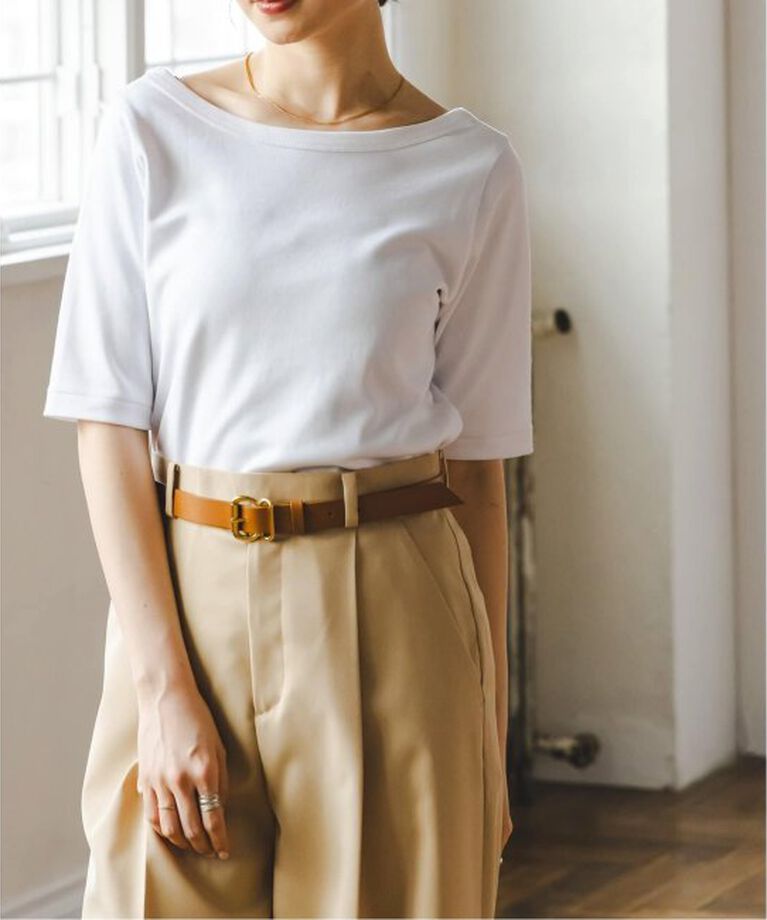NOBLE「《追加》スビンコットンソフトスクエアーネックTシャツ」|Tシャツ・カットソー|ホワイト