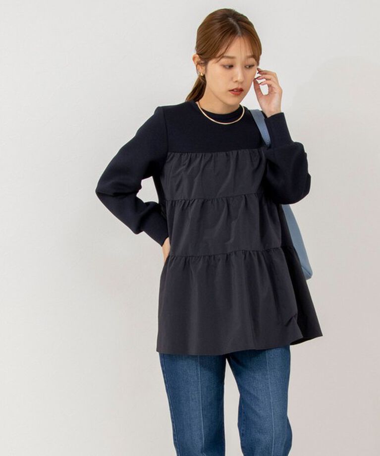 NOLLEY'S「ウォッシャブルティアード切替ダンボールプルオーバーカットソー」|Tシャツ・カットソー|