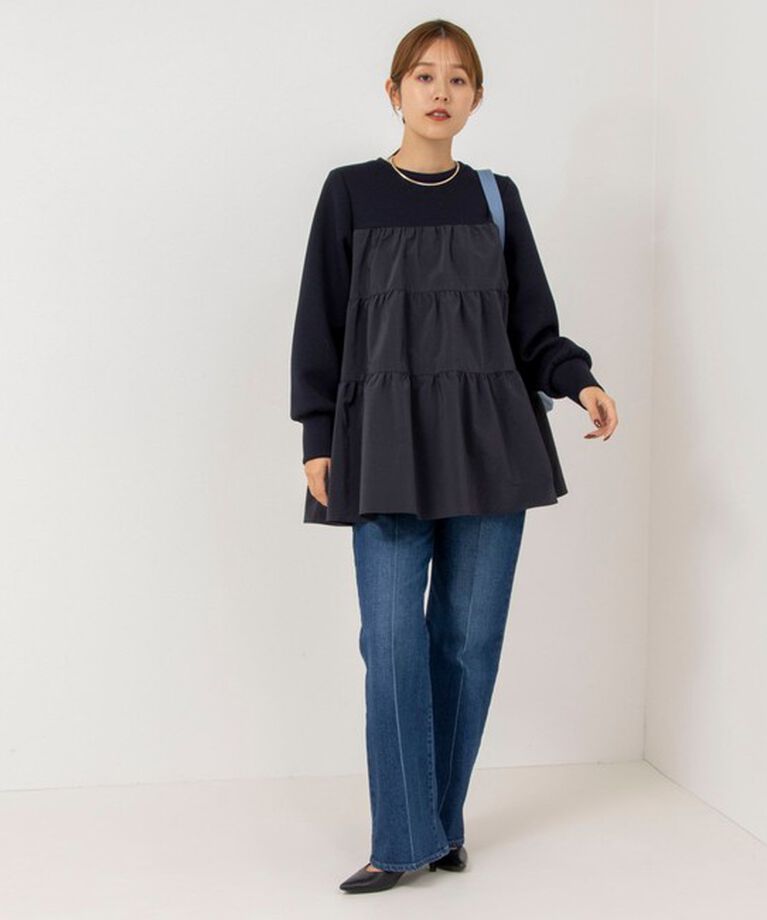 NOLLEY'S「ウォッシャブルティアード切替ダンボールプルオーバーカットソー」|Tシャツ・カットソー|