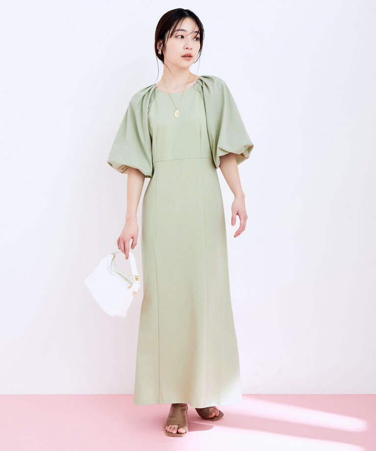 VIS「【星玲奈さんレコメンド】ラグラン異素材切り替えマーメイドワンピース」|ワンピース|