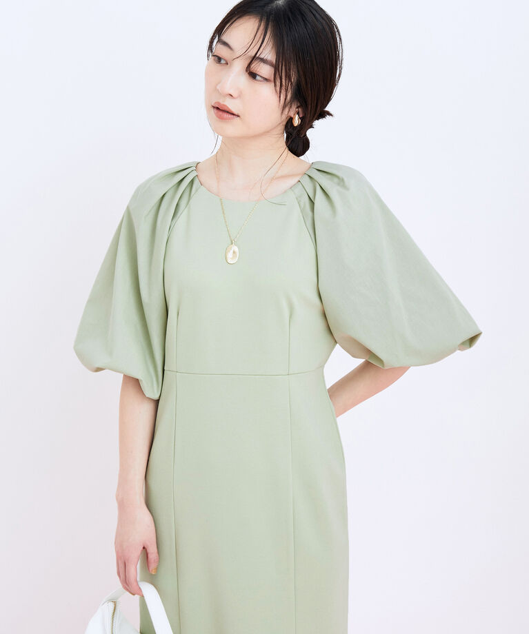 VIS「【星玲奈さんレコメンド】ラグラン異素材切り替えマーメイドワンピース」|ワンピース|