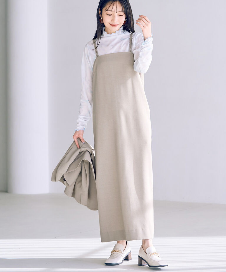 VIS「【洗える・接触冷感】美easyキャミワンピース【セットアップ対応】」|ワンピース|ベージュ(27)