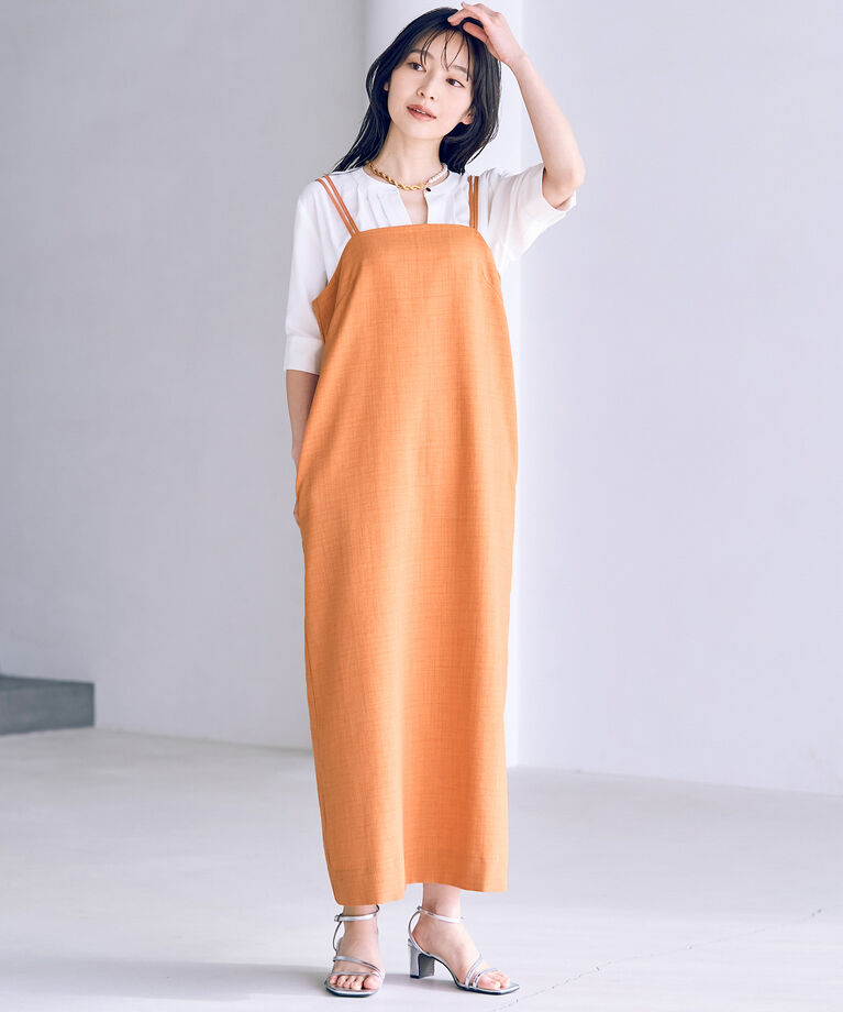 VIS「【洗える・接触冷感】美easyキャミワンピース【セットアップ対応】」|ワンピース|オレンジ系(71)