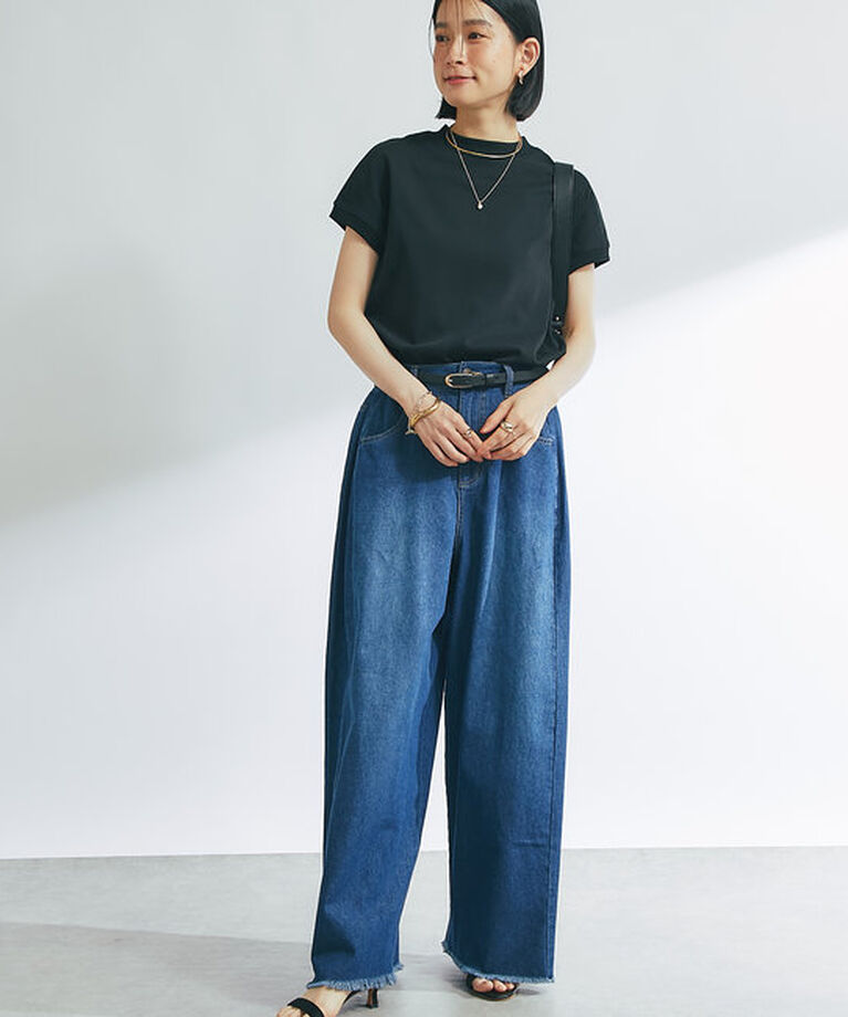  「《デイリーに活躍》モックネックプレーンT」|Tシャツ・カットソー|