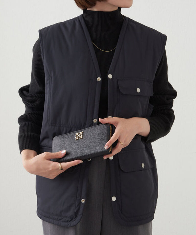  「モノグラムプレートラウンドジップウォレット」|財布|