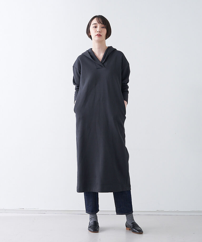 collex「ダンボールニット　パーカーロングワンピース」|ワンピース|チャコールグレー