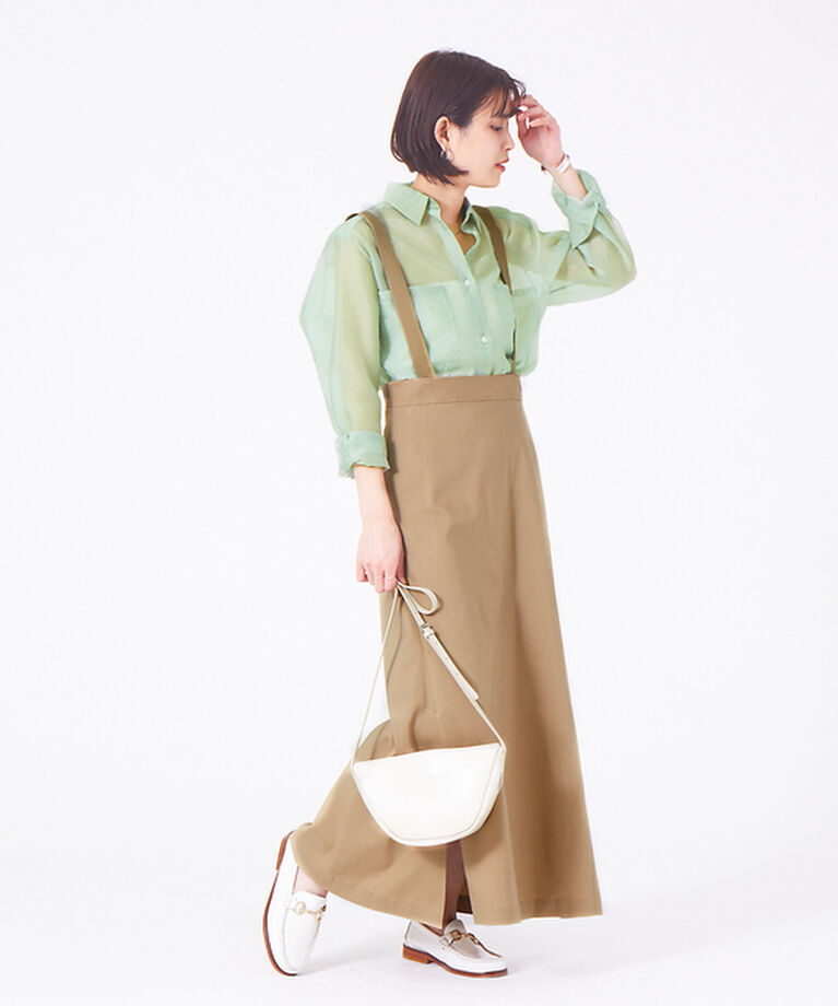 Rouge vif「【セットアップ対応】ストレッチリネンサスペンダースカート」|スカート|