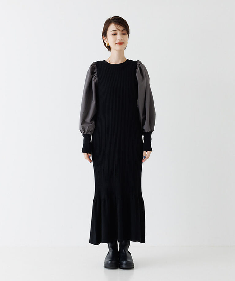 Rouge vif「ファブリック  スリーブニットワンピース」|ワンピース|