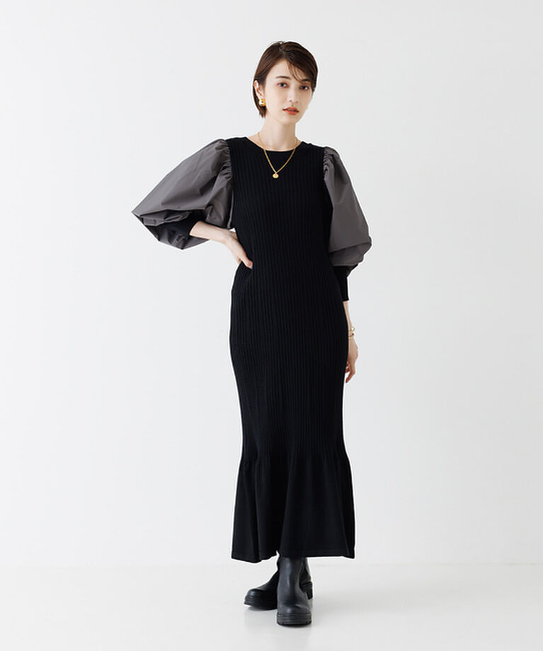 Rouge vif「ファブリック  スリーブニットワンピース」|ワンピース|