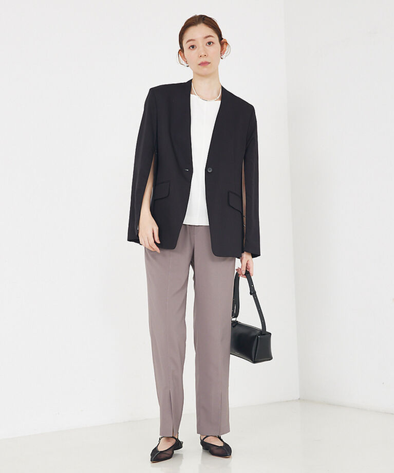qualite「バックサテンジョーゼットベンツパンツ」|その他|