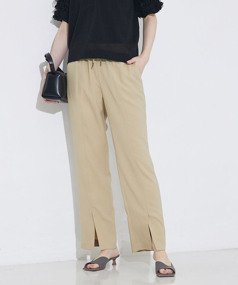 qualite「バックサテンジョーゼットベンツパンツ」|その他|オーカー