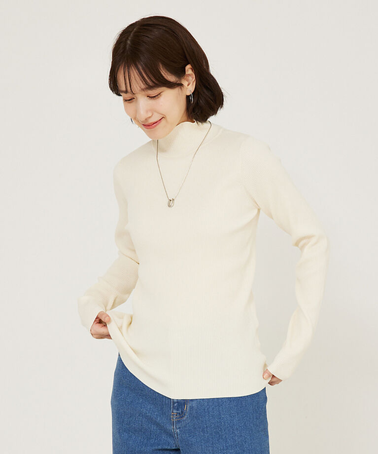 abahouse mavie「ポリエステルリブハイネックプルオーバー」|ニット・セーター|