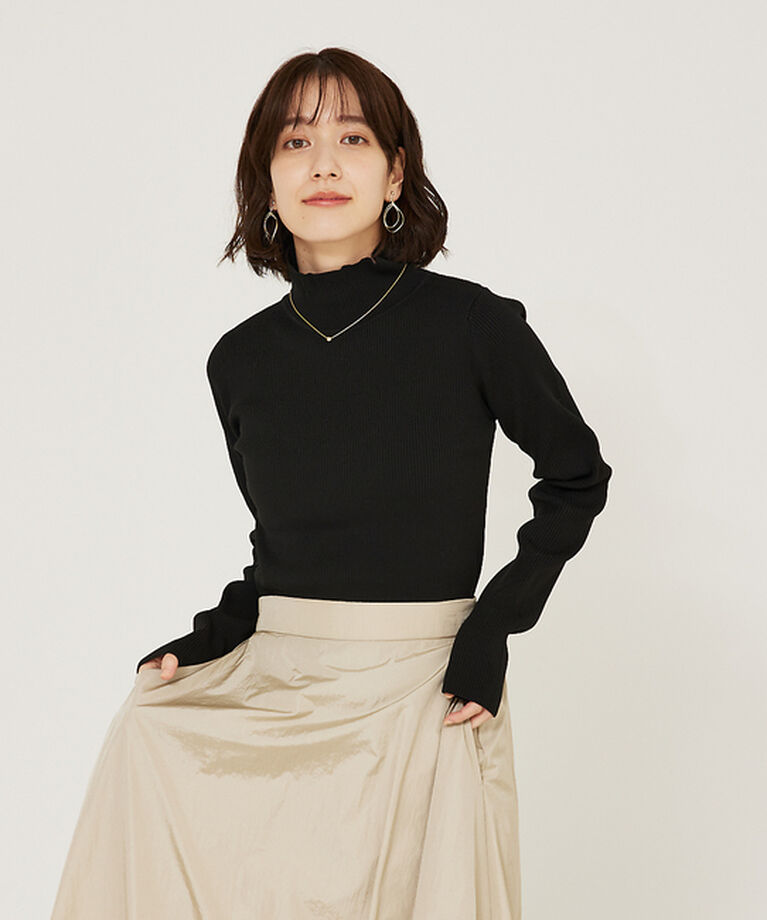 abahouse mavie「ポリエステルリブハイネックプルオーバー」|ニット・セーター|