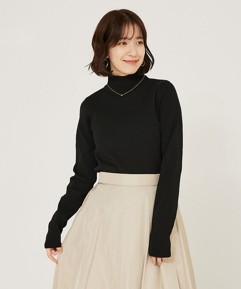 abahouse mavie「ポリエステルリブハイネックプルオーバー」|ニット・セーター|