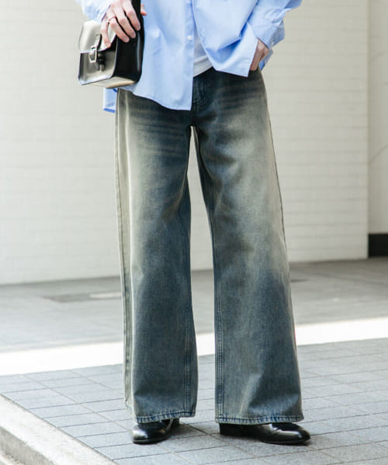 SENSE OF PLACE by URBAN RESEARCH「SENSE OF PLACE ヴィンテージライクデニムワイドパンツ」|デニム|D.INDIGO