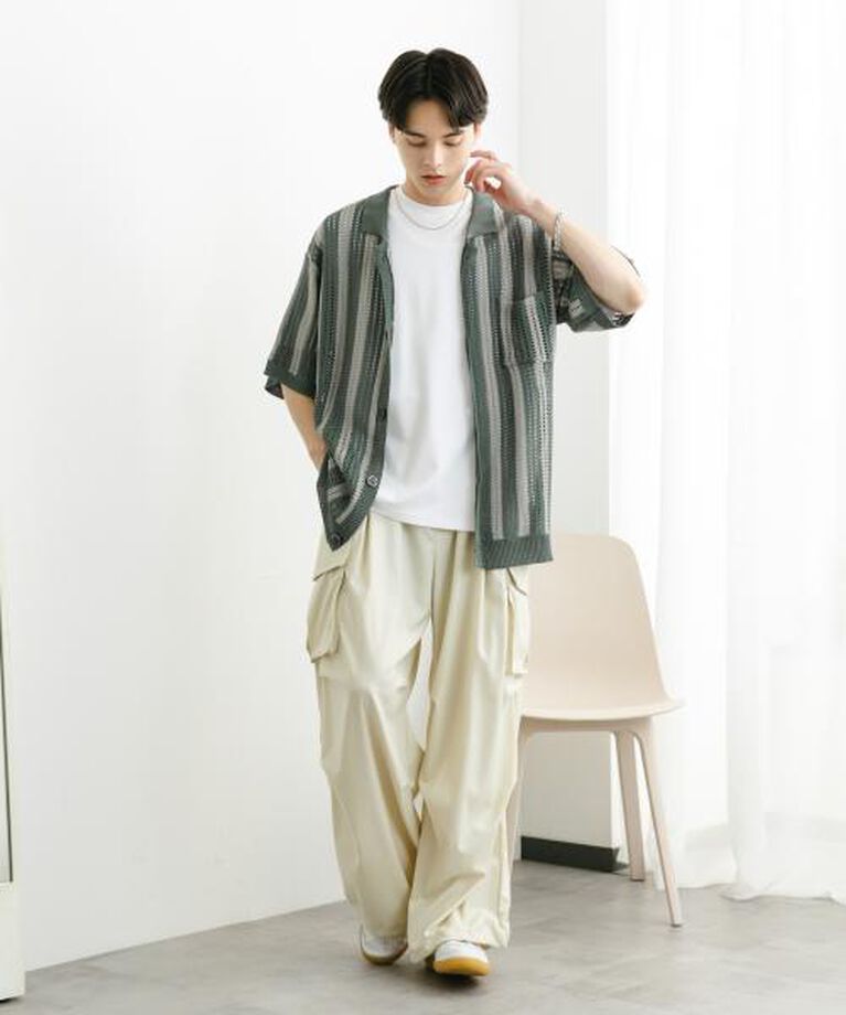 SENSE OF PLACE by URBAN RESEARCH「SENSE OF PLACE ストライプショートスリーブニットシャツ」|ニット・セーター|