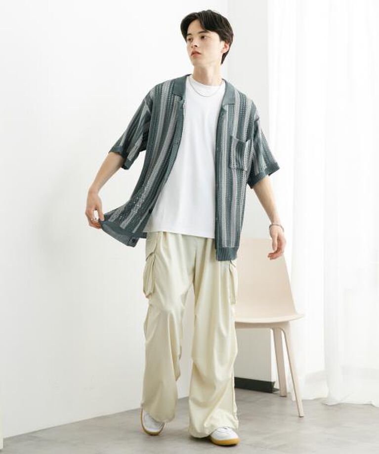 SENSE OF PLACE by URBAN RESEARCH「SENSE OF PLACE ストライプショートスリーブニットシャツ」|ニット・セーター|