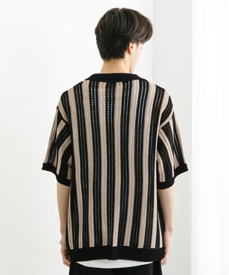 SENSE OF PLACE by URBAN RESEARCH「SENSE OF PLACE ストライプショートスリーブニットシャツ」|ニット・セーター|