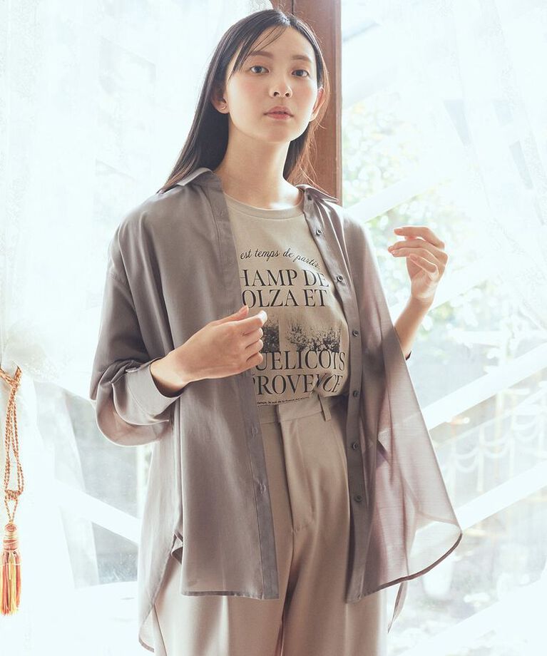 earth music&ecology「シアーシャツ」|シャツ・ブラウス|Gray Beige