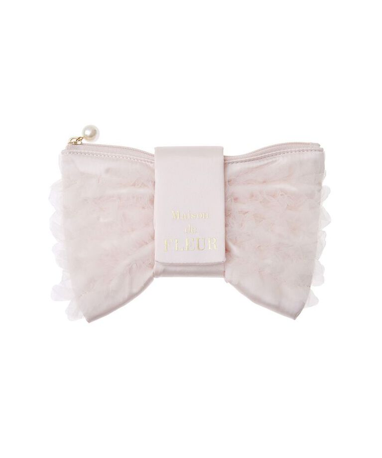 Maison de FLEUR「チュールフリルリボンポーチ」|ポーチ|