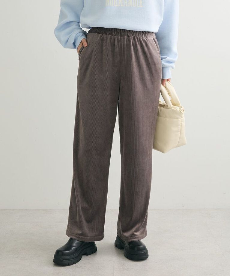 Green Parks「ぽかぽか裏起毛ベロアイージーパンツ」|その他|Dark Gray