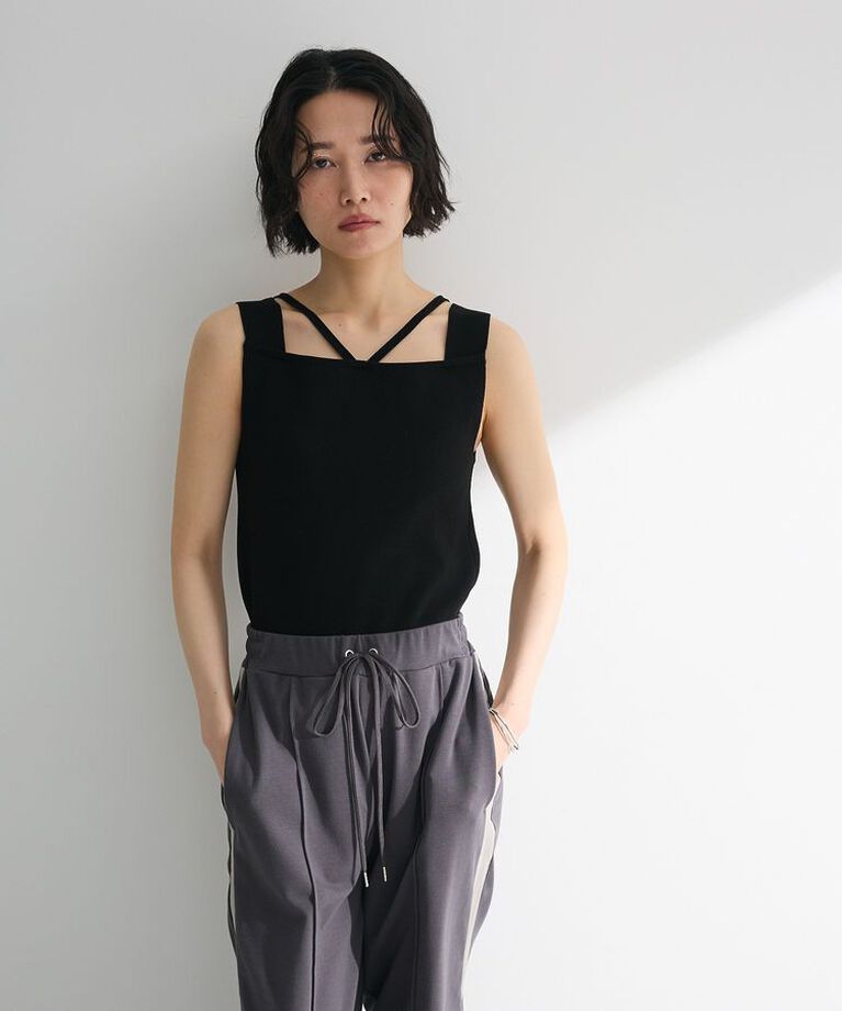 Green Parks「2WAYニットタンクトップ」|キャミソール|Black