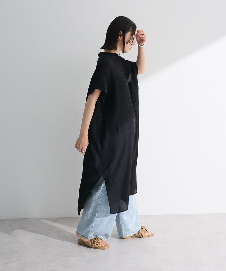 Green Parks「半袖シアーシャツワンピース」|ワンピース|