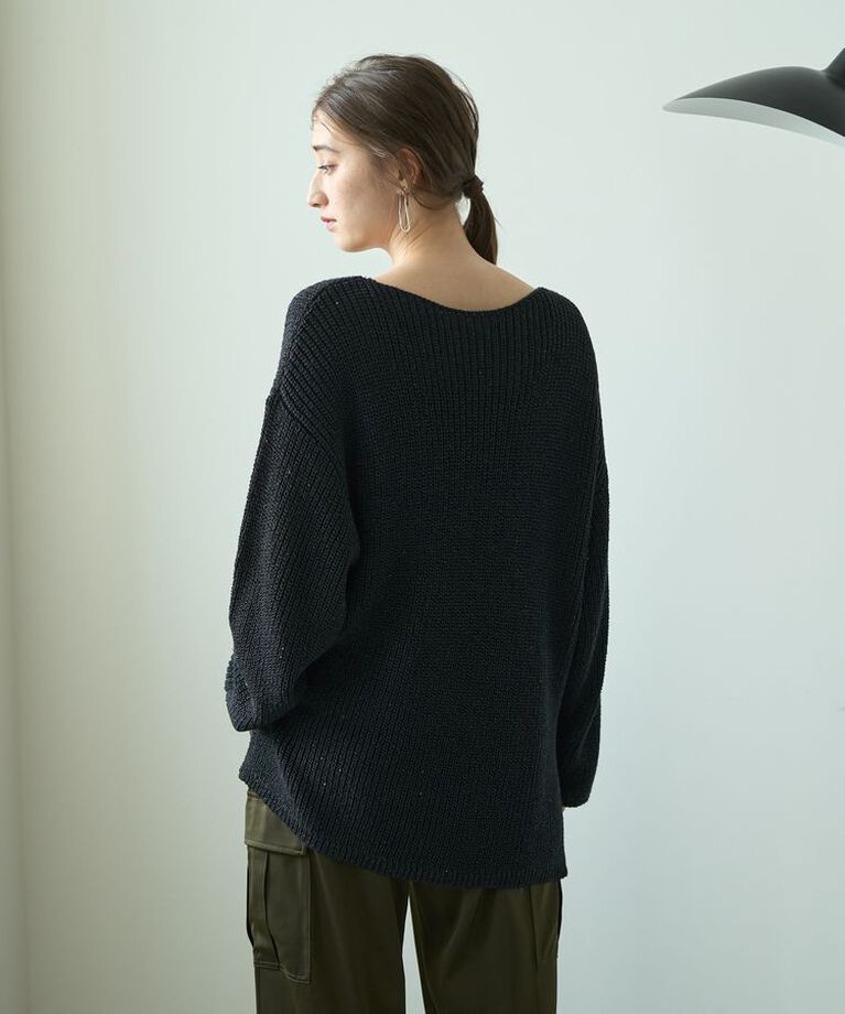 YECCA VECCA「スパンコールボートネックニット」|ニット・セーター|
