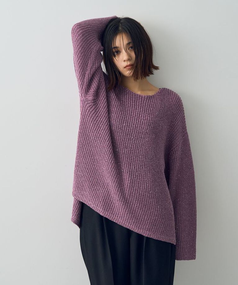 YECCA VECCA「スパンコールボートネックニット」|ニット・セーター|