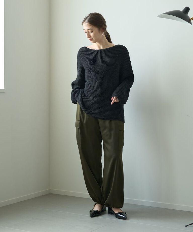 YECCA VECCA「スパンコールボートネックニット」|ニット・セーター|