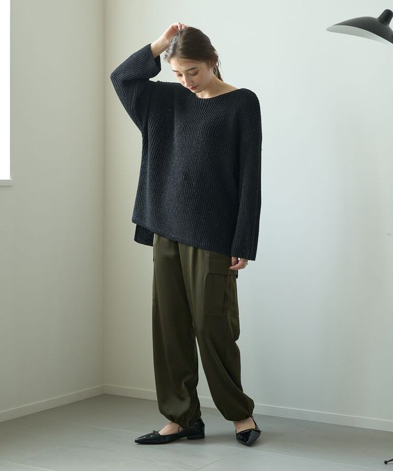 YECCA VECCA「スパンコールボートネックニット」|ニット・セーター|