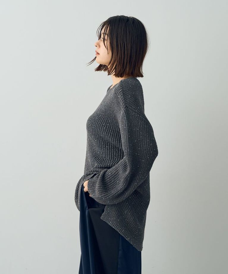 YECCA VECCA「スパンコールボートネックニット」|ニット・セーター|