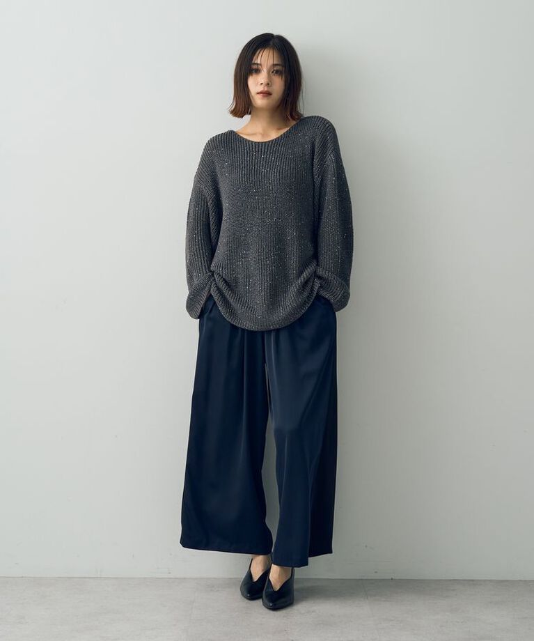 YECCA VECCA「スパンコールボートネックニット」|ニット・セーター|