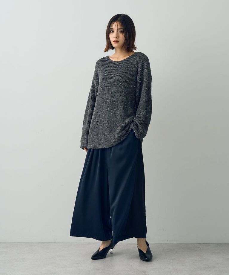 YECCA VECCA「スパンコールボートネックニット」|ニット・セーター|
