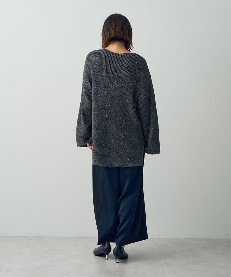 YECCA VECCA「スパンコールボートネックニット」|ニット・セーター|