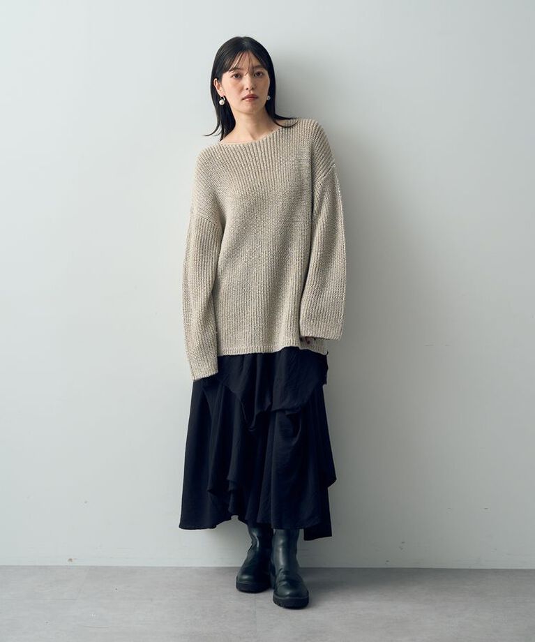 YECCA VECCA「スパンコールボートネックニット」|ニット・セーター|