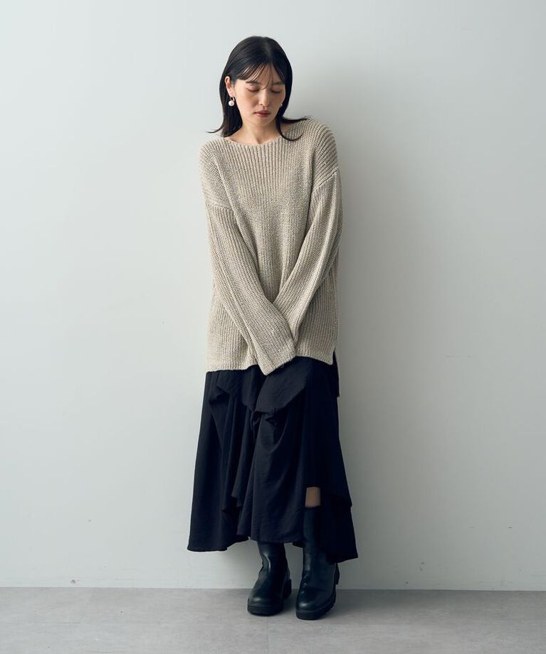 YECCA VECCA「スパンコールボートネックニット」|ニット・セーター|