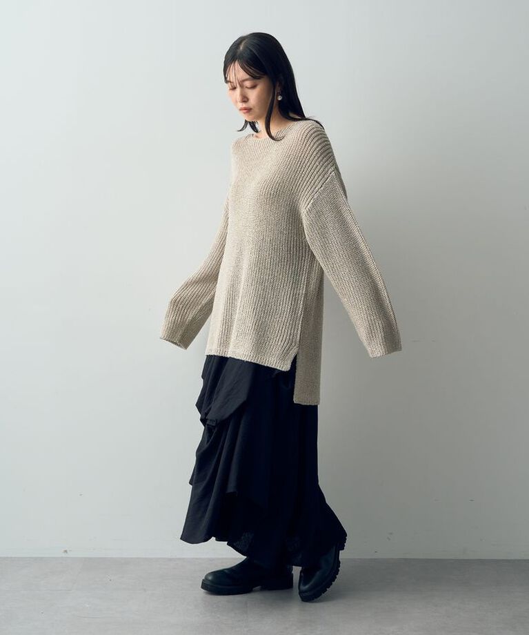 YECCA VECCA「スパンコールボートネックニット」|ニット・セーター|
